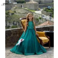 green glitter sequined flower girls dresses for wedding sleeveless floor length first holy communion pageant evening party gowns