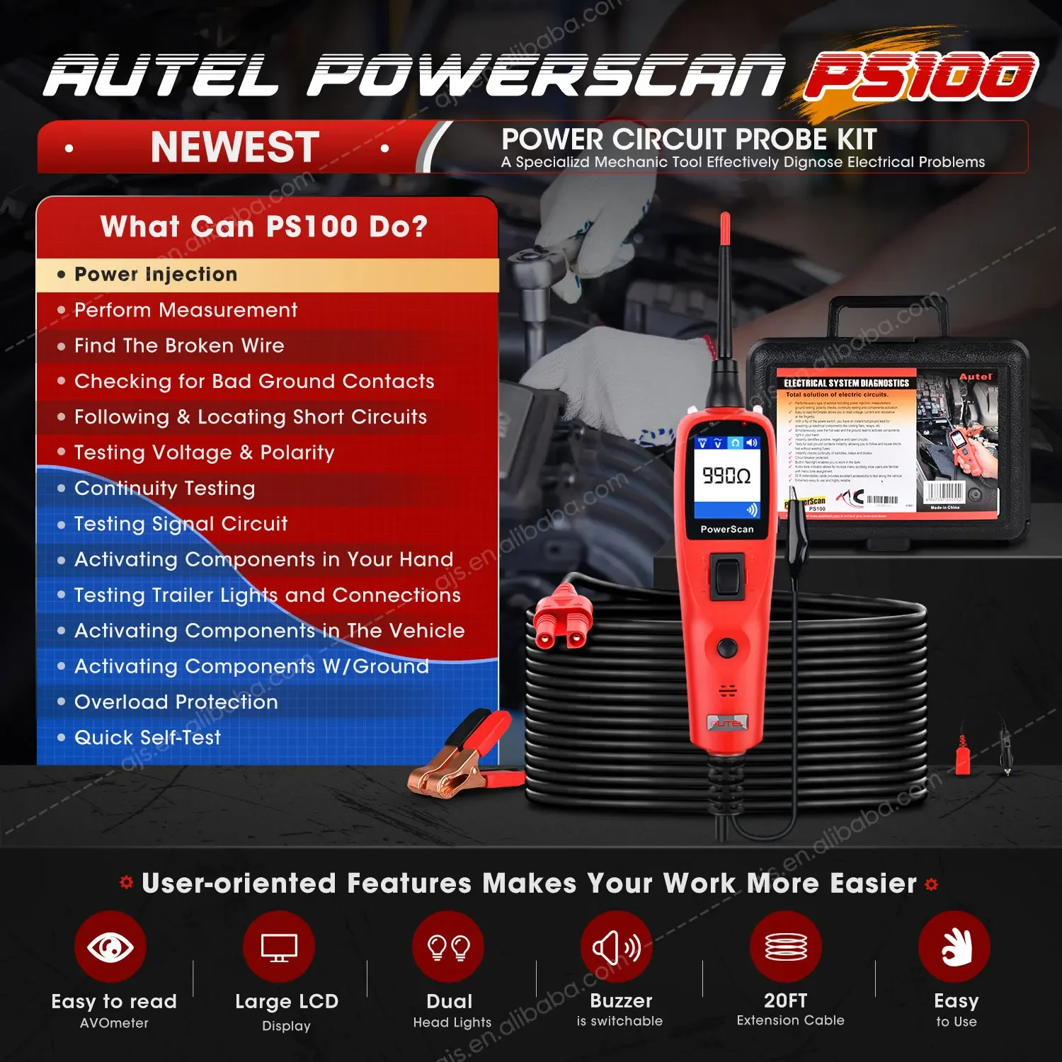 Официальный магазин Autel оригинальный Powerscan PS100 автоматический сканер