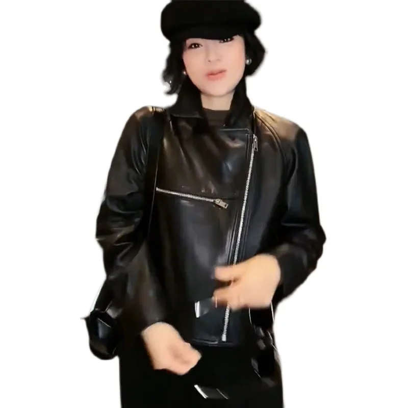 

Женская короткая куртка из натуральной овечьей кожи, универсальная куртка-локомотив, осень 2023