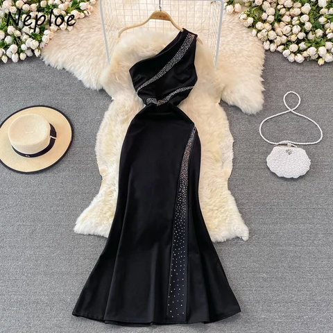 Модное сексуальное платье Neploe с косым воротником для женщин, без бретелек, без рукавов, для банкета, для хозяйки, платья Merimaid, легкие платья