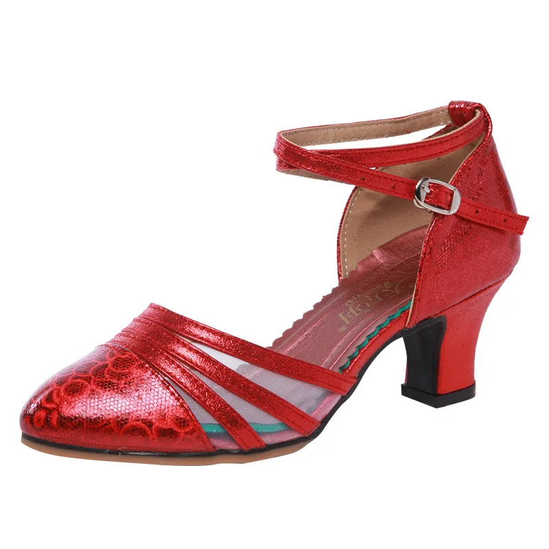 

Latin Dance Shoes Adult Mesh Medium High Heels Dance Shoes Soft Soles Women Fashion Four Seasons Ballroom Dancing Shoe For Women