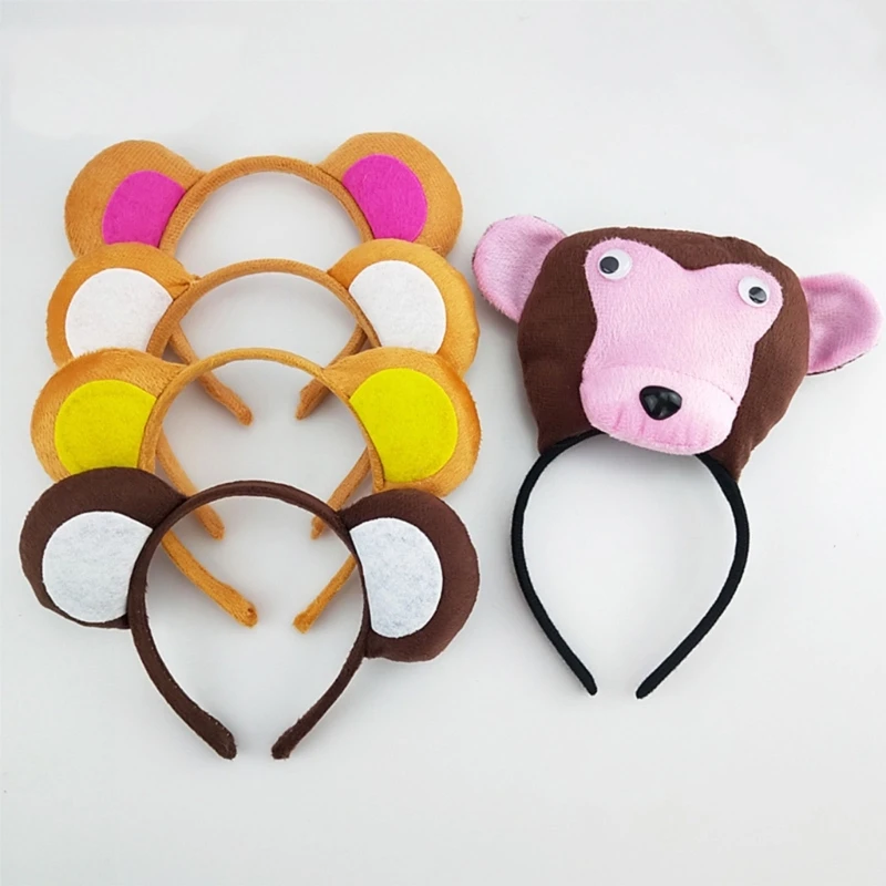 Cute Monkey Ears Hairband Cartoon Animal Anti-slip Makeup Headdress Stage-performence Cartoon Hairband R7RF images - 6