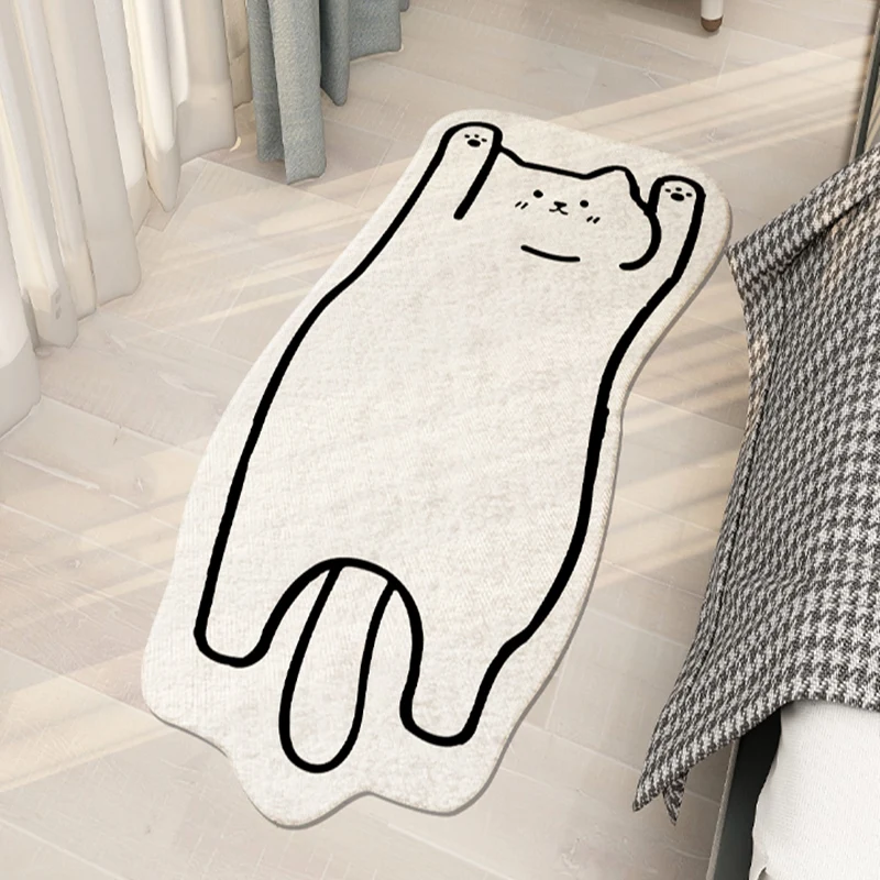 

Cartoon Cat Bedroom Bedside Plush Carpet Ins Cream Color Living Room Decoration Rug Modern Balcony Bay Window Fluffy Soft Rugs