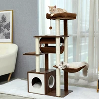 Height 130.5CM Cat Tree Condo Multi-Level Platform Tower Sisal Scratching Post for Kitten Cat Climber Perches Tunnel Hummock Bed