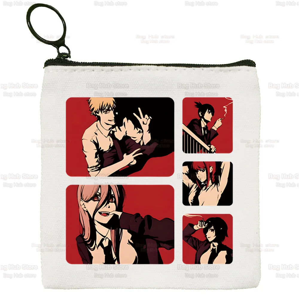 Chainsaw Man Makima Simple Canvas Coin Purse Cute Pochita Cartoon Key Case Anime Cartoon Bag Coin Storage Bag