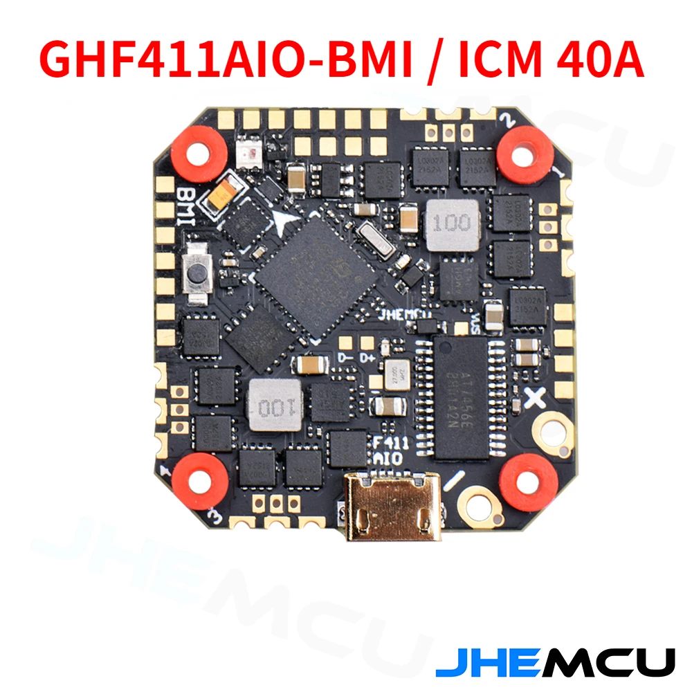 JHEMCU GHF411AIO-BMI/ICM 40A F411 Контроллер полета BLHELIS 4 в 1 ESC 2-6S 25.5X25.5mm для RC FPV зубочисток