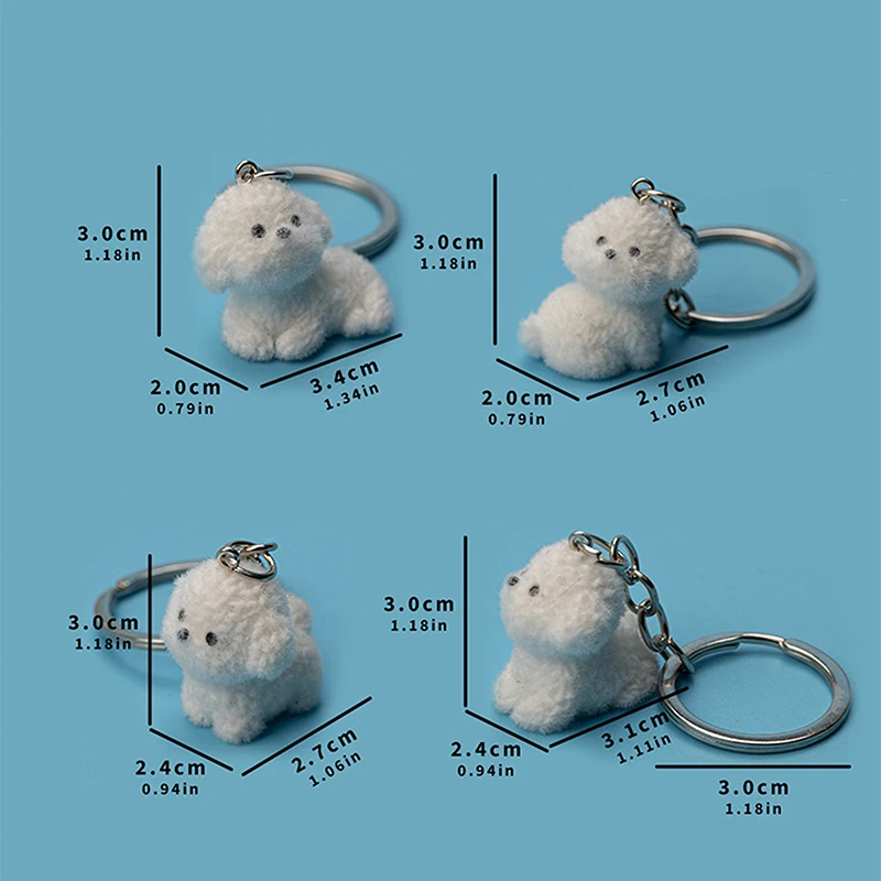 Брелок для ключей с 3d-изображением белой собаки милый Флокированный щенок