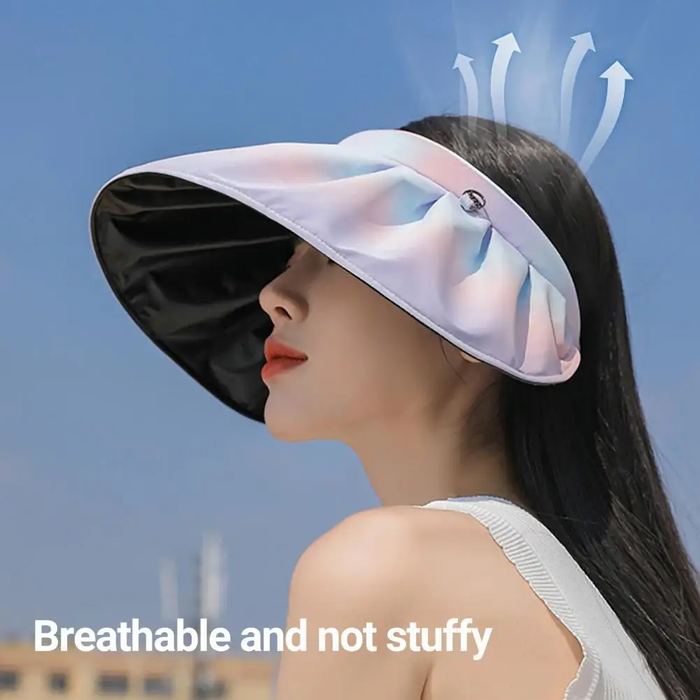 

Women Sunhat Elastic UV-proof Empty Top Korean Style Shell Shape Wide Brim Hat for Outdoor
