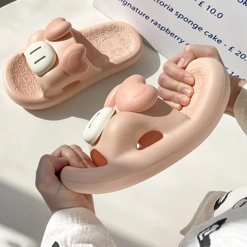 Cute Porket Slippers for Women Summer Outdoor Kawaii Sandals Lovely Cartoon Cow Slipper Ladies Girls Casual Light Shoes Slides