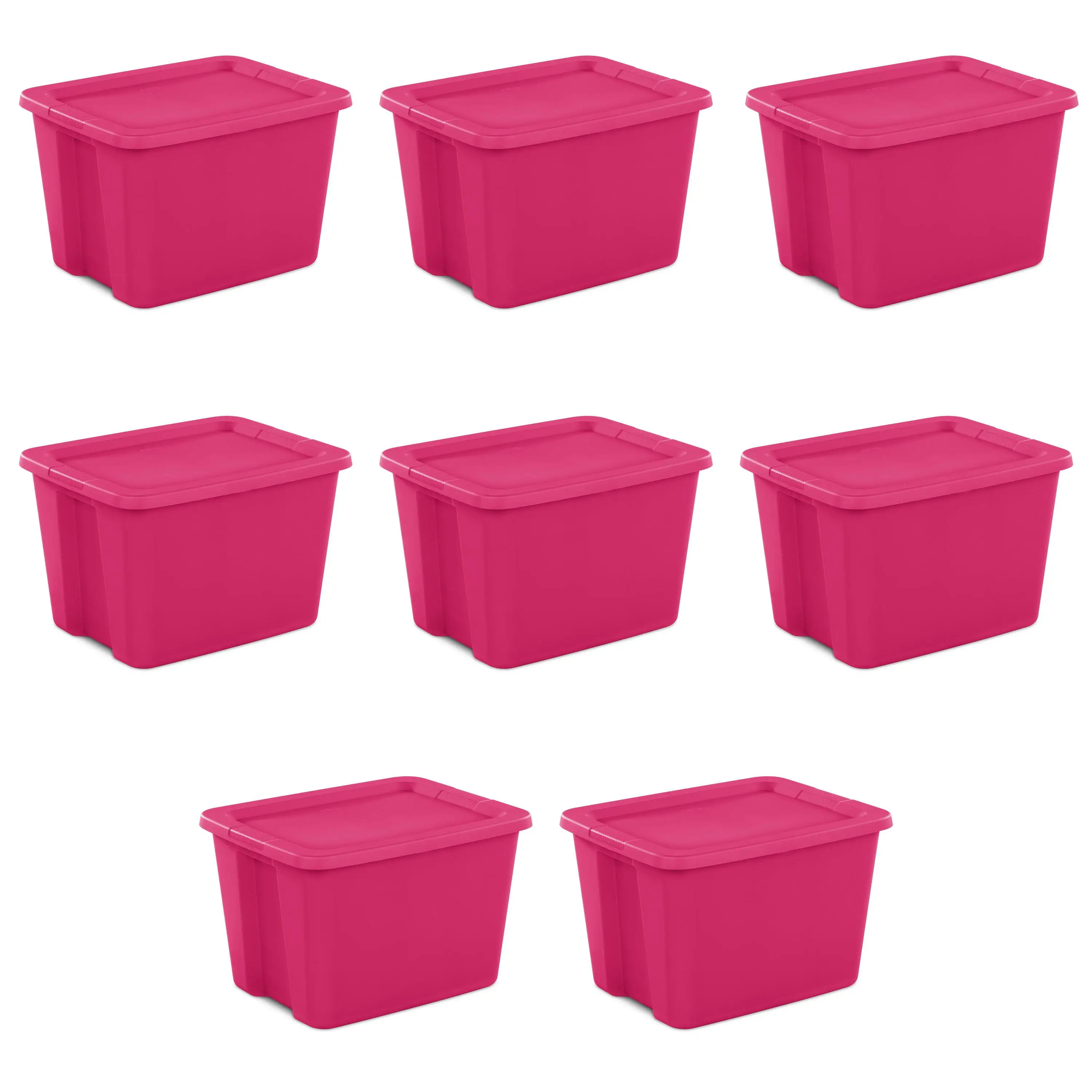 

Sterilite 18 Gallon Tote Box Plastic, Fuchsia Burst, Set of 8 Storage Boxes & Bins