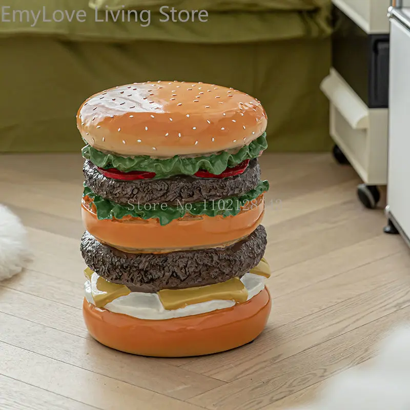 

Nordic Creative Hamburger Stool Chair Corn Stools Home Decoration Statue Furniture Living Room Resin Funny Ornament Coffee Table
