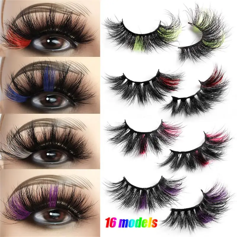 

Faux Cils Super Long Lashes Dramatic Volume Colored Lashes Party Stage Show Soft 5d False Eyelash Makeup Mink Fake Eyelashes