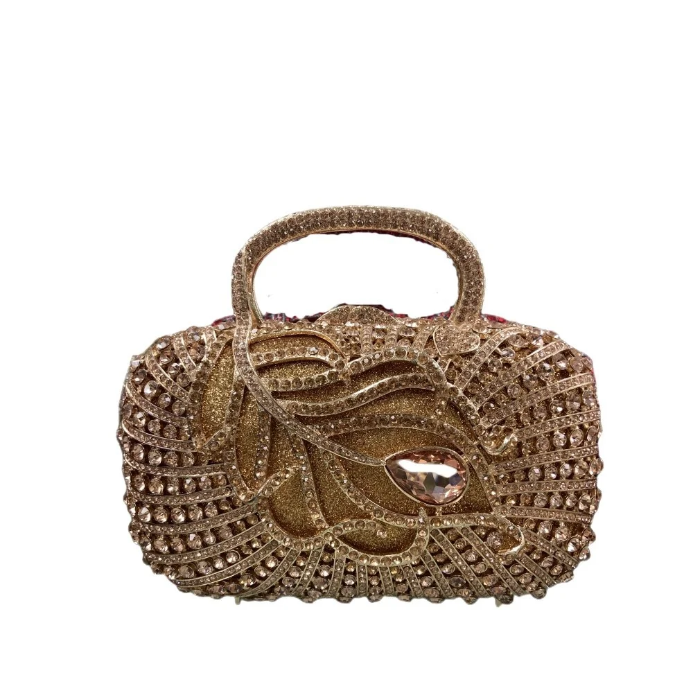 

New 2023 Multi-Colored Crystal Clutch Rhin2023one Clutches Luxury Women Evening Bags Gold Cocktail Party Handbags A9-1