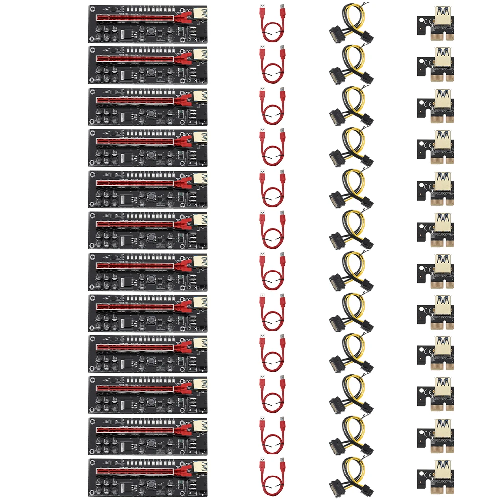 

10 шт. PCIE Riser 011 Pro plus с красочной светодиодсветодиодный вспышкой PCI Express, графическая плата расширения, адаптер PCI-E 16X Райзер для майнинга