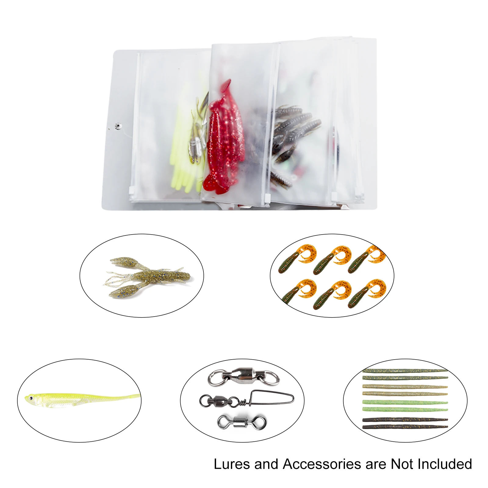 

Soft Bait Binder Lure Wallet Waterproof Storage Case Clear Pocket for Fishing Jigs Worms Bags Folding Offshore Surf Fishing