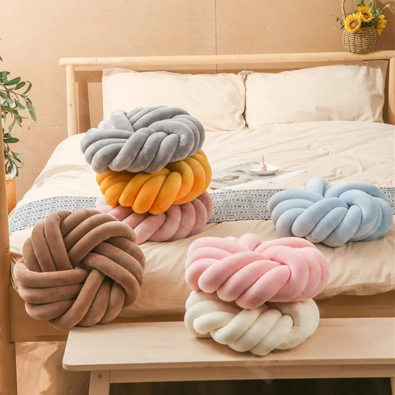 

Декоративная подушка для дивана, хлопок, с узлом, мягкая, 35 см