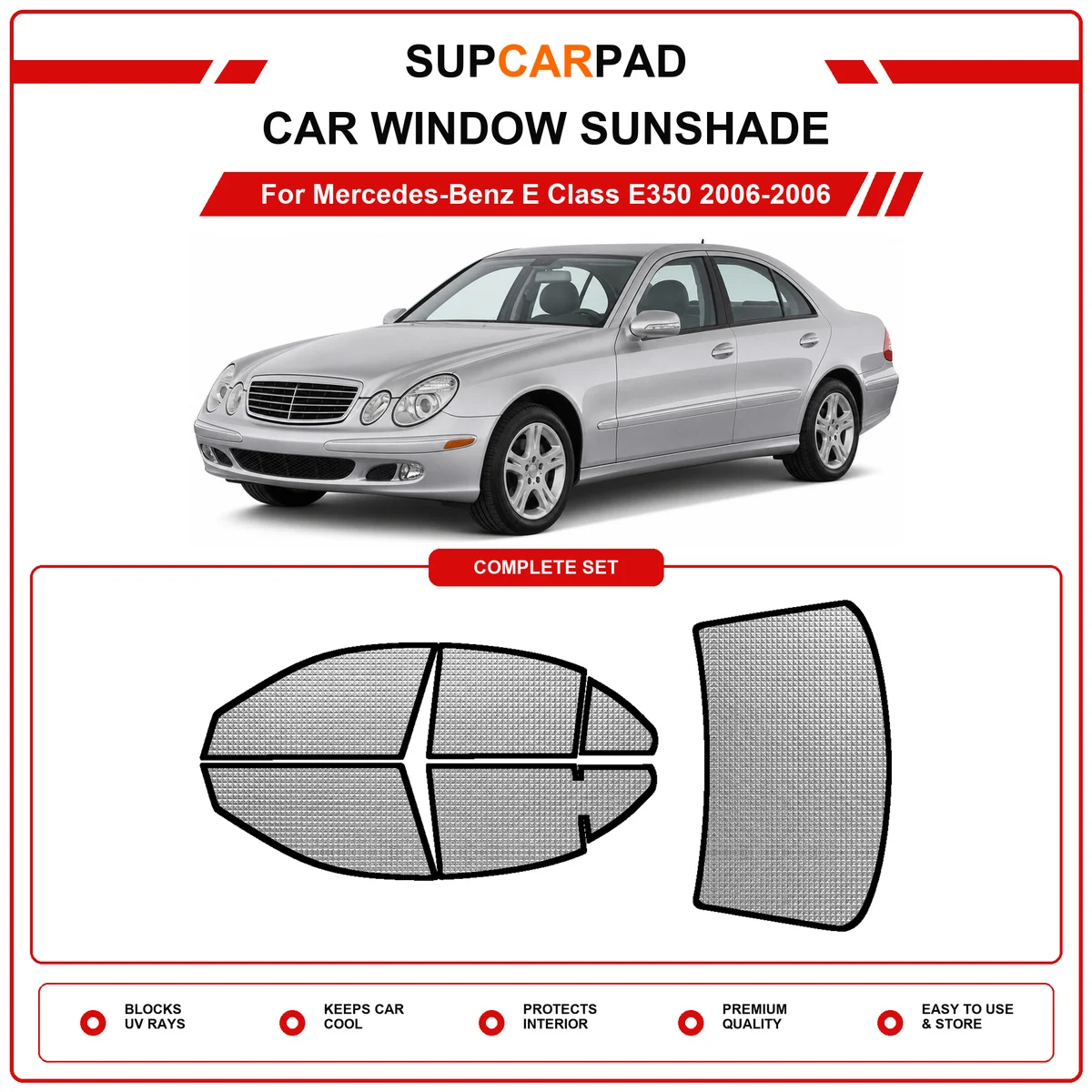 Фото Для Mercedes-Benz E Class E350 2006-2006 годов выпуска, предварительно вырезанный автомобильный солнцезащитный экран для окон, анти-УФ защита. №1