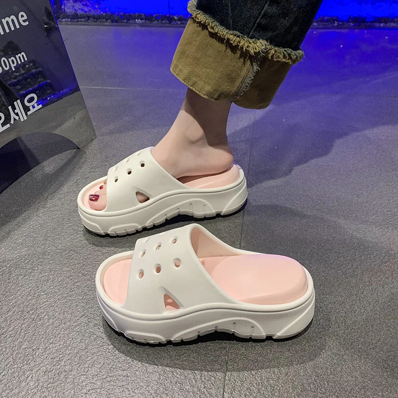 Шлепанцы женские на толстой подошве повседневные пляжные тапочки сандалии для