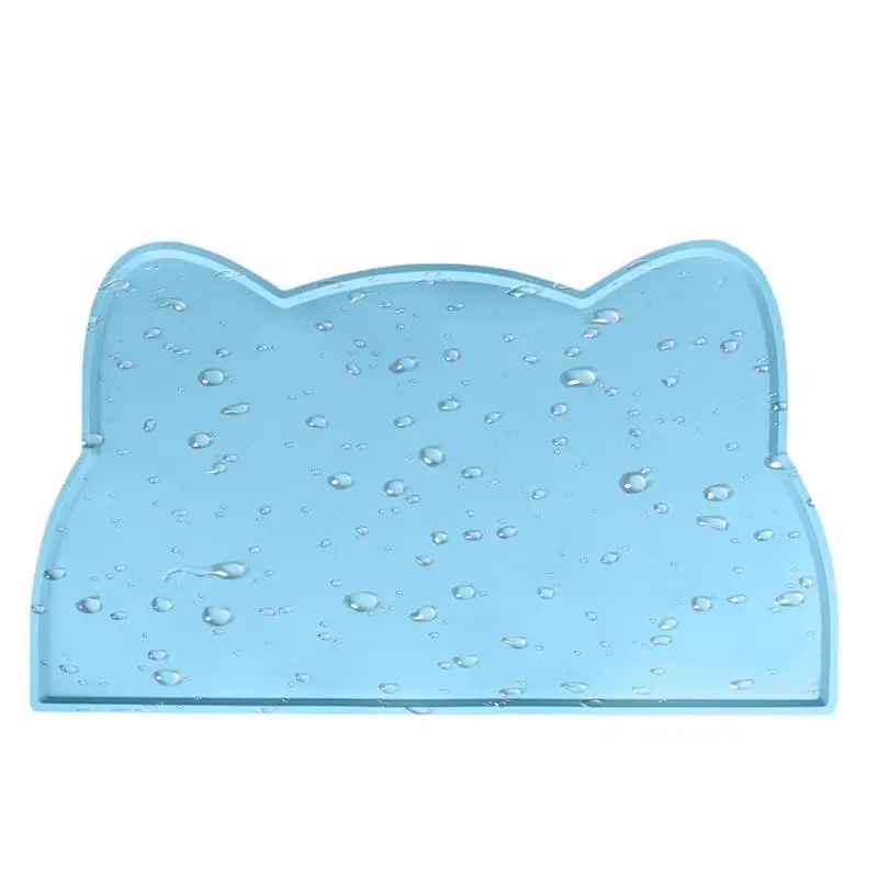 

Cat Food Mat Silicone Anti-Slip Waterproof Pet Feeding Mats With High Lips Waterproof And Non-Stick Food Raised Edges Prevent