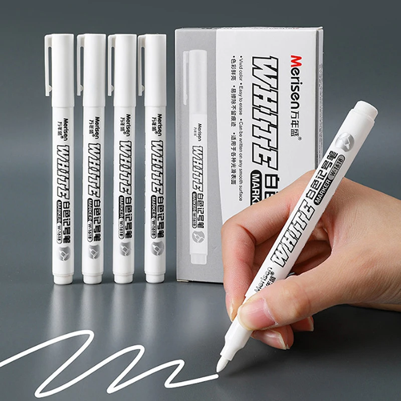 

1pc White Marker Pen Alcohol Paint Oily Waterproof Tire Painting Graffiti Pens Permanent Gel Pen for Fabric Wood Leather Marker