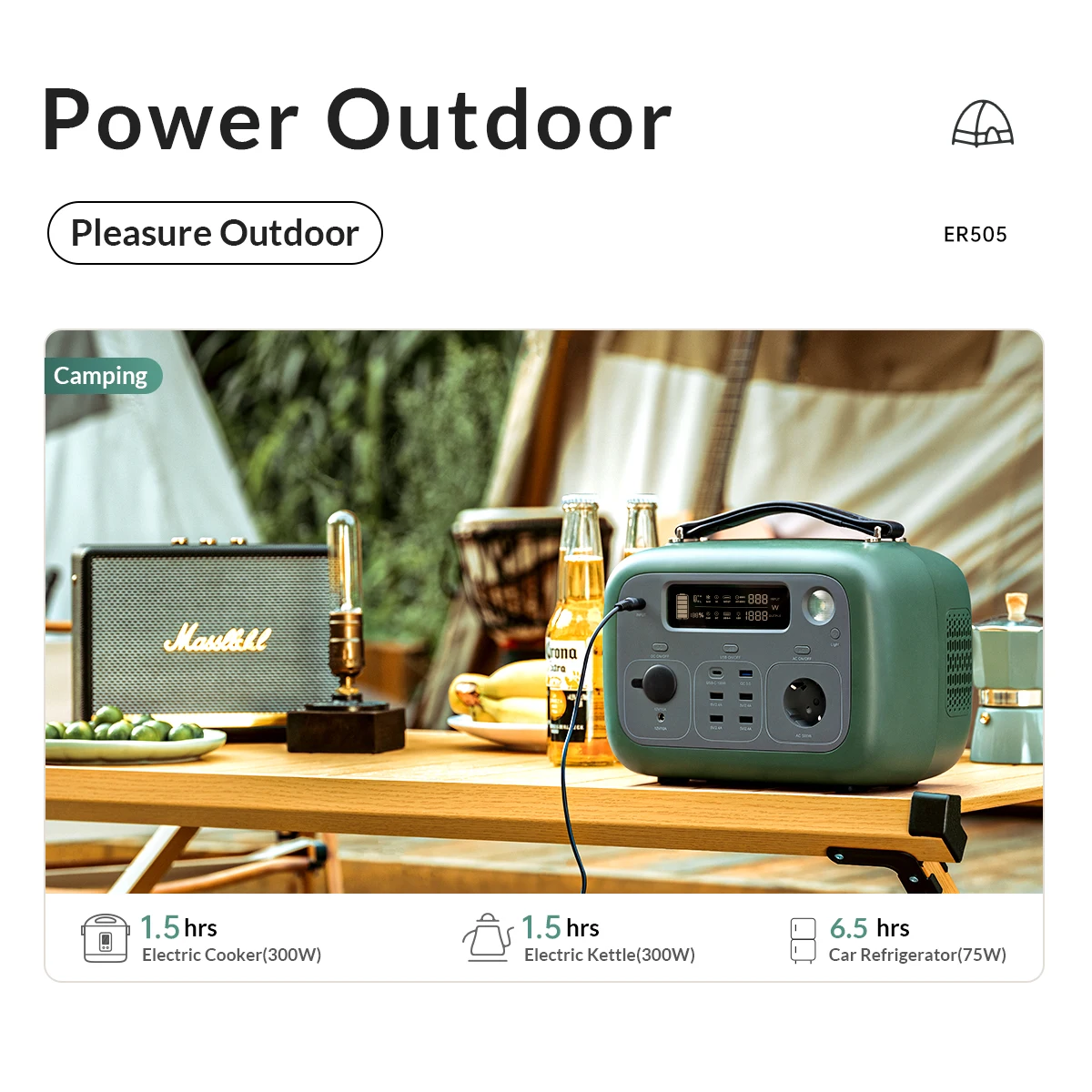 ORICO 500W Portable Power Station Pure Sine Wave AC 220V Output PD100W Charging Solar Panel Recharge for Outdoor Camping Travel