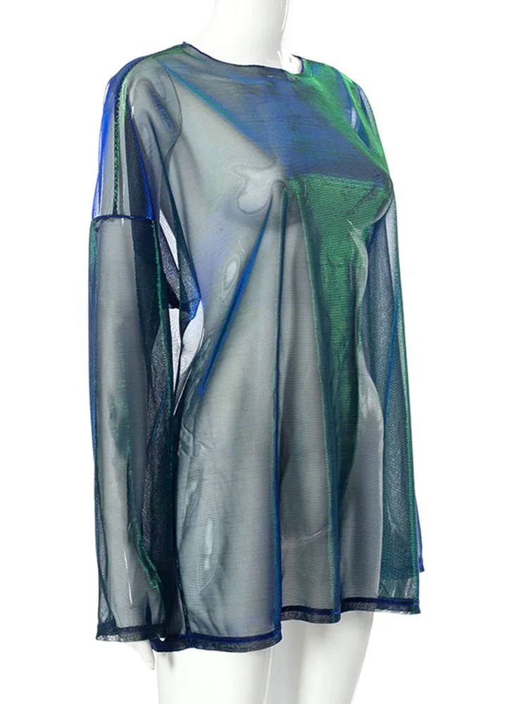 Женская прозрачная футболка с круглым вырезом