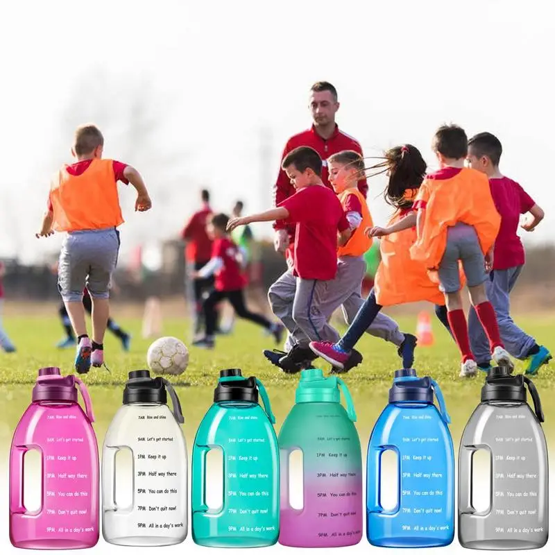 

Gallon Water Bottle Sports Motivational Water Bottle With Time Marker Flip-lid Leak-proof Large Bottle For Outdoor Fun Camping