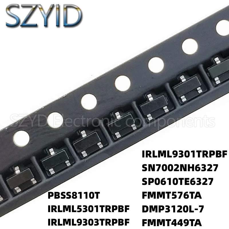 

100 шт., sotml5301trpbf IRLML9303TRPBF IRLML9301TRPBF SN7002NH6327 SP0610TE6327 FMMT576TA DMP3120L-7 FMMT449TA