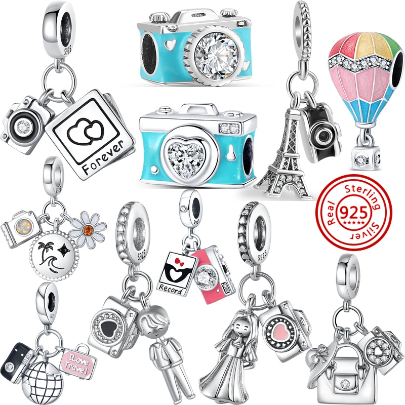 925 Sterling Silver Camera Record Forever Love Travel Life Boy Girl Sweet Beads Fit Original Pandora Charms Bracelet DIY Jewelry