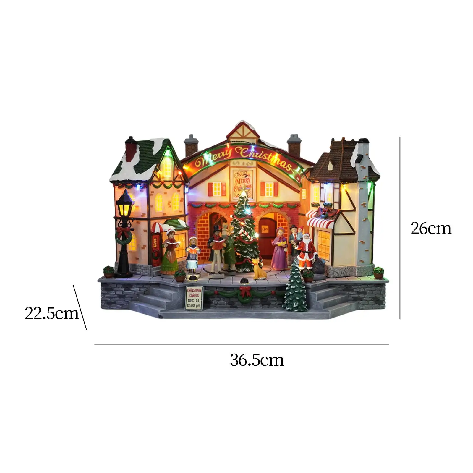 

Resin Christmas Winter House Figurine Building with Colorful Light Snow Town for Bedroom Tabletop Indoor Home Decor