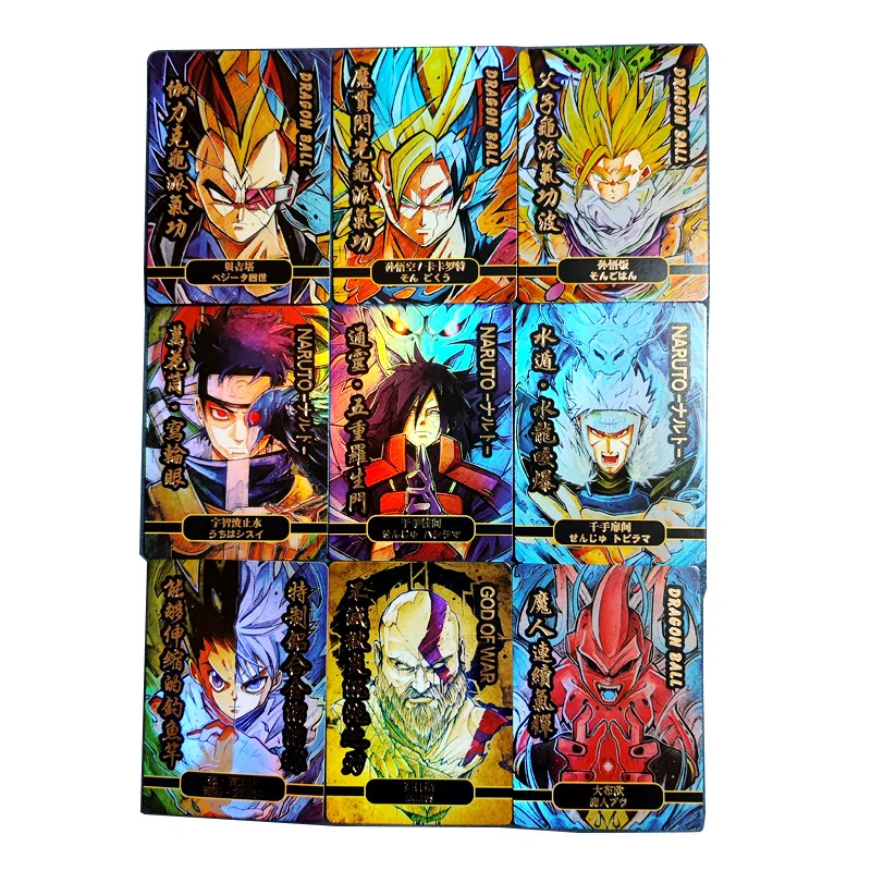 

9Pcs/set Anime Flash Cards Dragon Ball Goku Gohan Vegeta Naruto Senju Hashirama Classic Game Anime Collection Card Gifts Toys