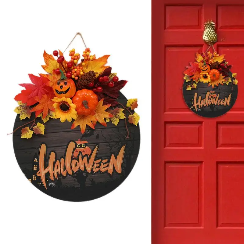 

Fall Wreaths For Front Door Autumn Wreath With Berry Pumpkin Maple Leaves Thanksgiving Harvest Festival Home Decoration