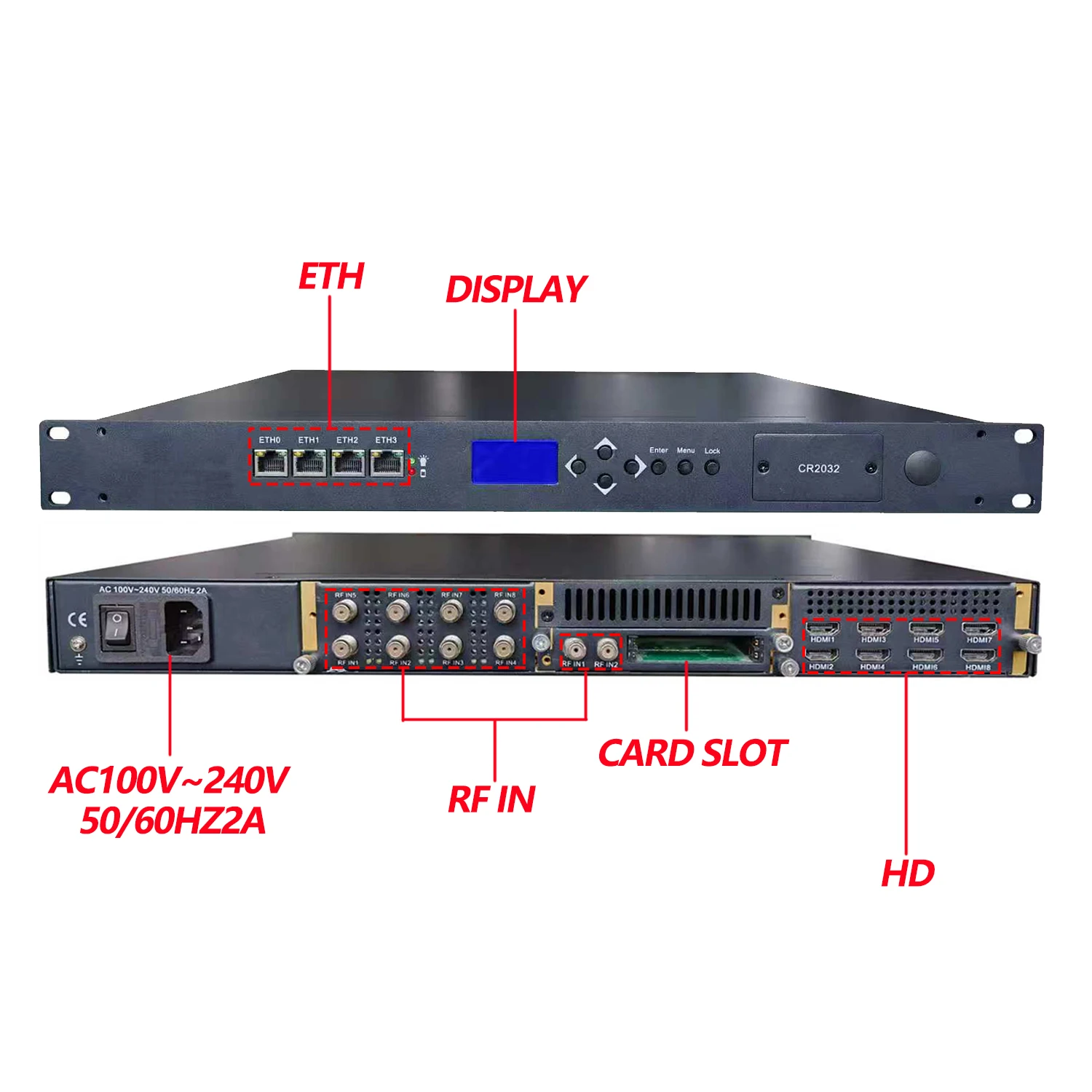 Фото Модульный IPTV-сервер 1U, IP-шлюз и энкодер-ресивер, 3-слотовая сменяемая карта потоковой передачи, многопротокольный конвертер потоковой передачи для отелей. №5