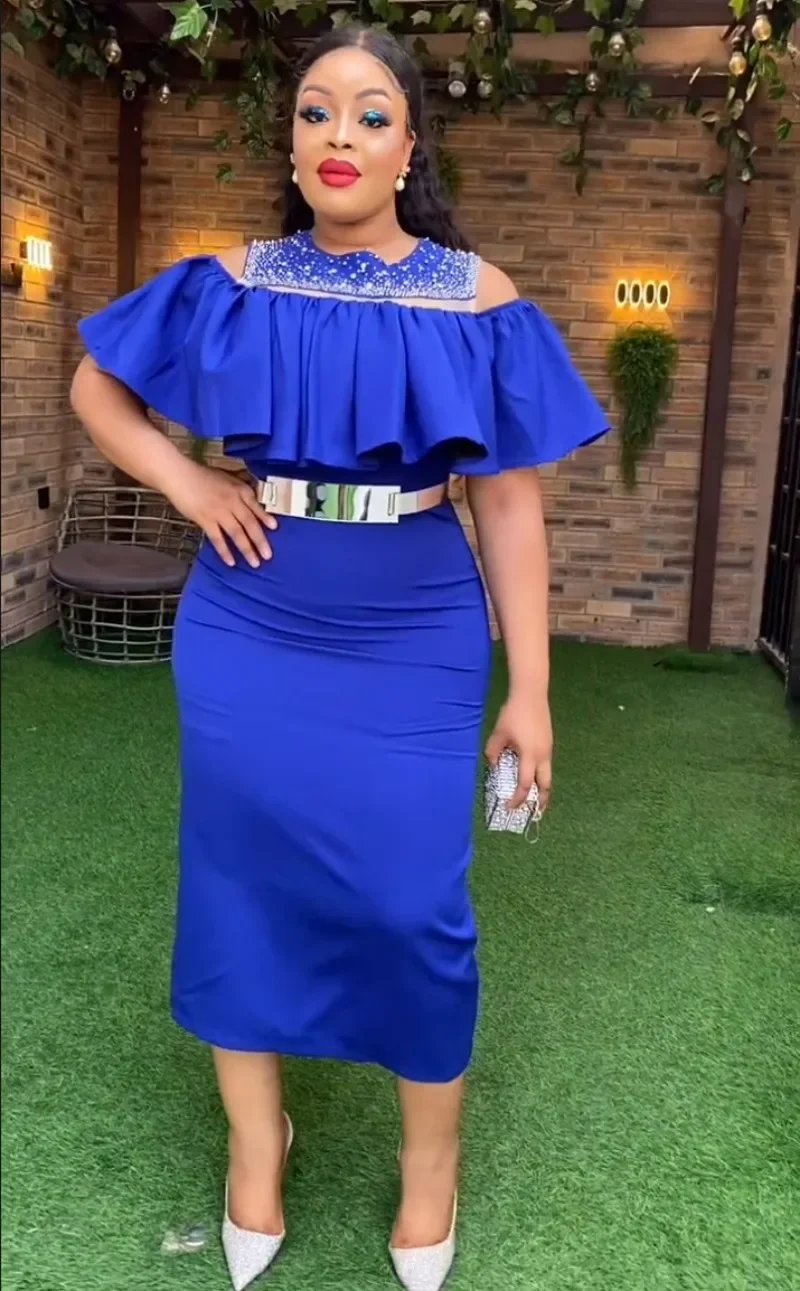 Женское облегающее платье длинное в африканском стиле 2023