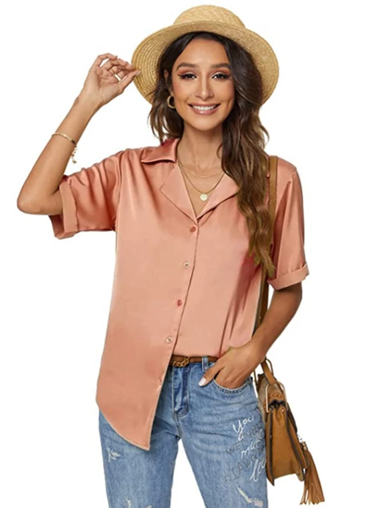 

Fashion New Women Chiffon Blouse Summer Shirt Short Sleeve Blouses White Tops V Neck Korean Style Clothes Office Ladies