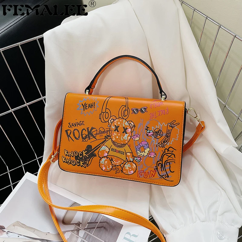 

Брендовые женские сумки через плечо с мультяшным граффити, модная сумка на плечо для женщин, женские роскошные дизайнерские сумки 2022, высок...