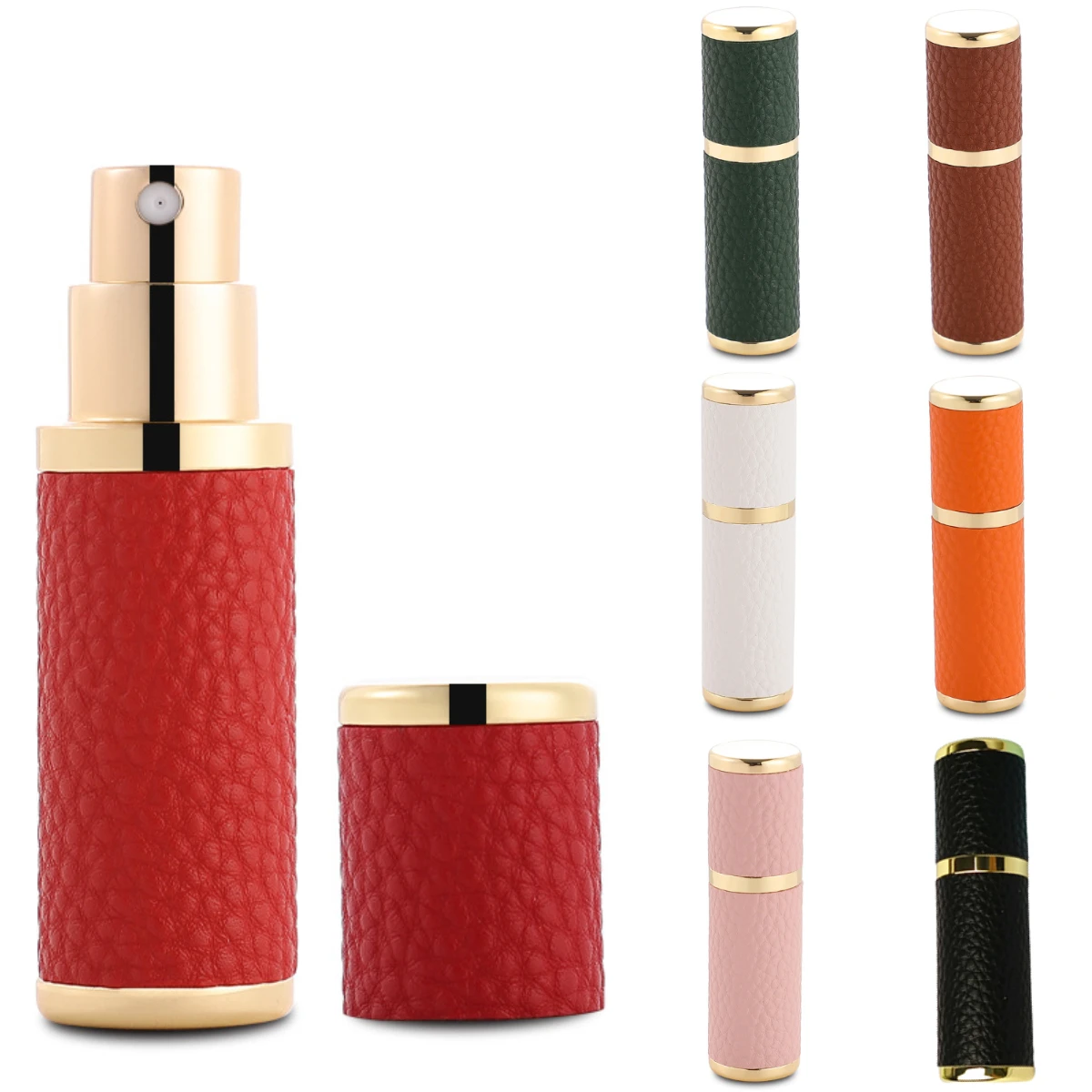 

5ML Portable Mini Perfume Bottle Ultra Fine Spray Bottle Travel Empty Sprayer Tube Leather Shell Glass Liner Cosmetic Container