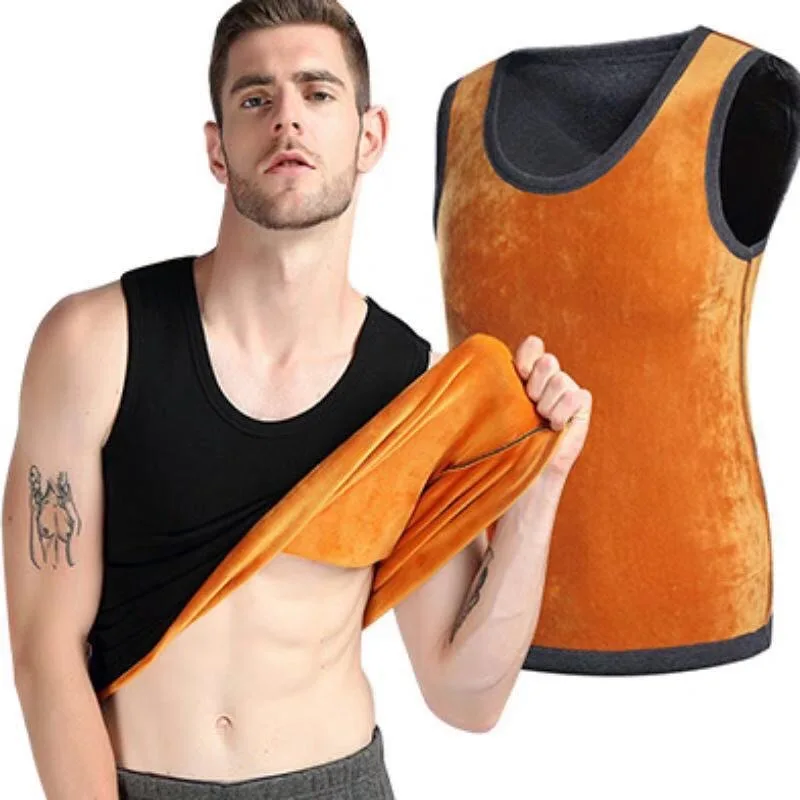 

M-XXXL Undershirt Men Soft Thermo Double-side Comfortable Vest Underwear Warm Thermal Tops Winter Velvet 2022 Tank