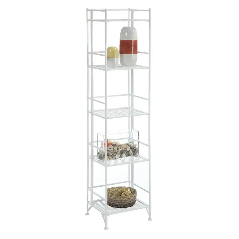 

Storage 5 Tier Folding Metal Shelf, White