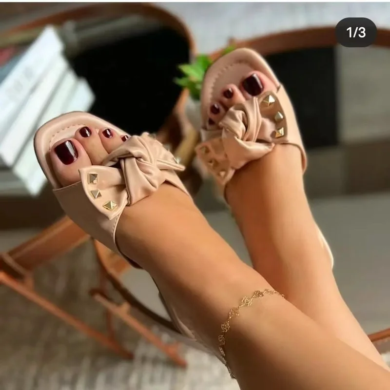 

Women Bow Summer Sandals Shoes Slipper Indoor Outdoor Flip-flops Summer Sandals Beach Shoes Casual Beach Shoes Female Slippers