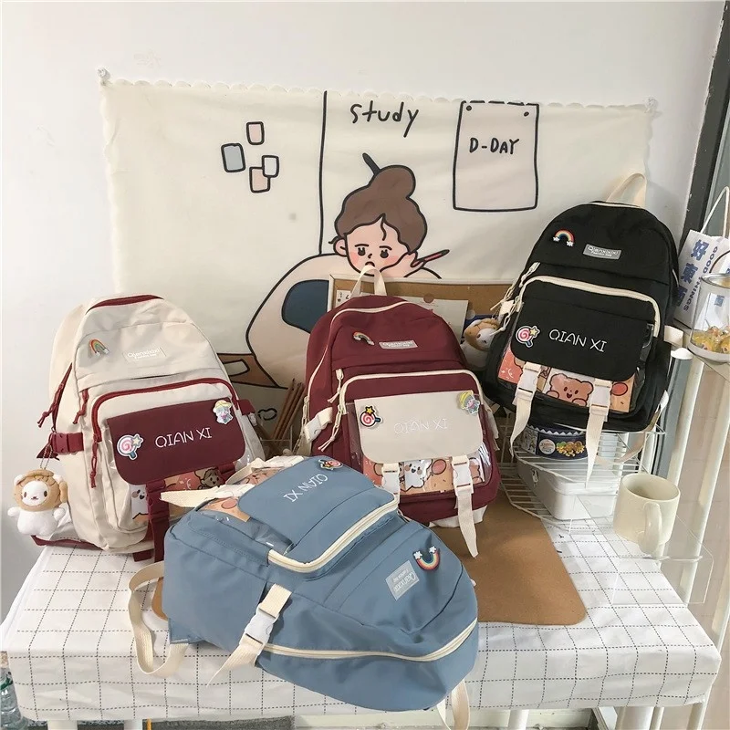 

2021 Fashion Women Backpack Winter Trend Pendant School Bag For Girls Large Capacity Nylon Waterproof Student Travel Backbags