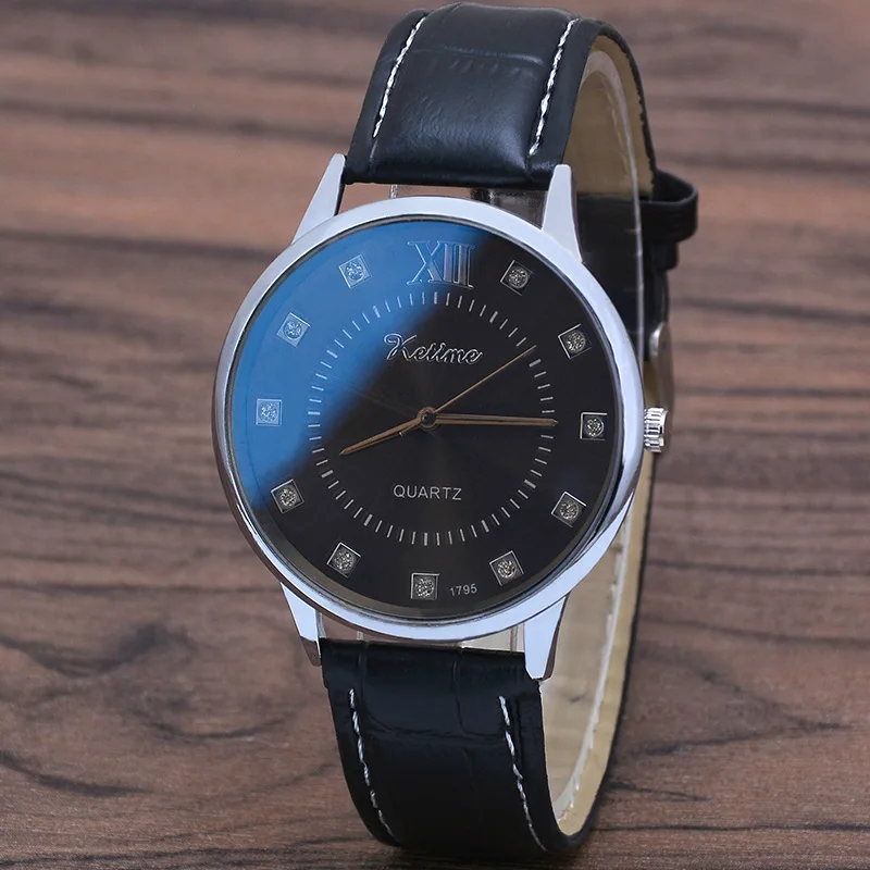 

Business Round Quartz Retro Digital Dial Casual Wrist Watches Leather Strap Fashionable Clock Waterproof Wristwatch for Men