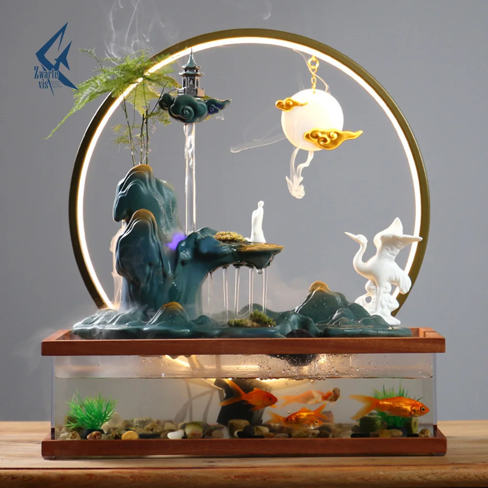 

goldfish tank mini small office desktop aquarium ecological landscaping fish tank Aquariums & Accessories