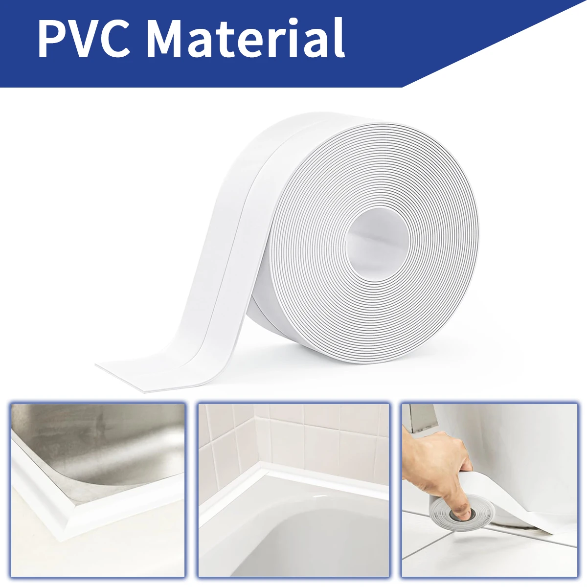 Уплотнительная лента из ПВХ белая водонепроницаемая для ванной комнаты туалета