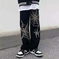 weiyao spider web embroidery straight casual jeans pants women vibe style ripped oversize loose denim trousers streetwear