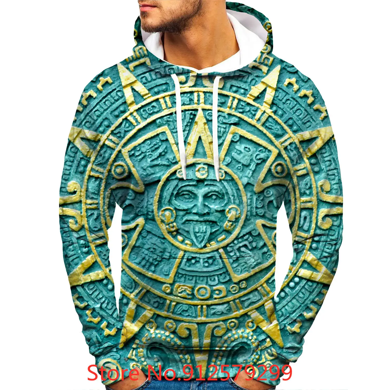 2022 Men Hip Hop Mexico Streetwear Hoodie Aztec Calendar 3d Printed Sweatshirt Harajuku Casual Pullover