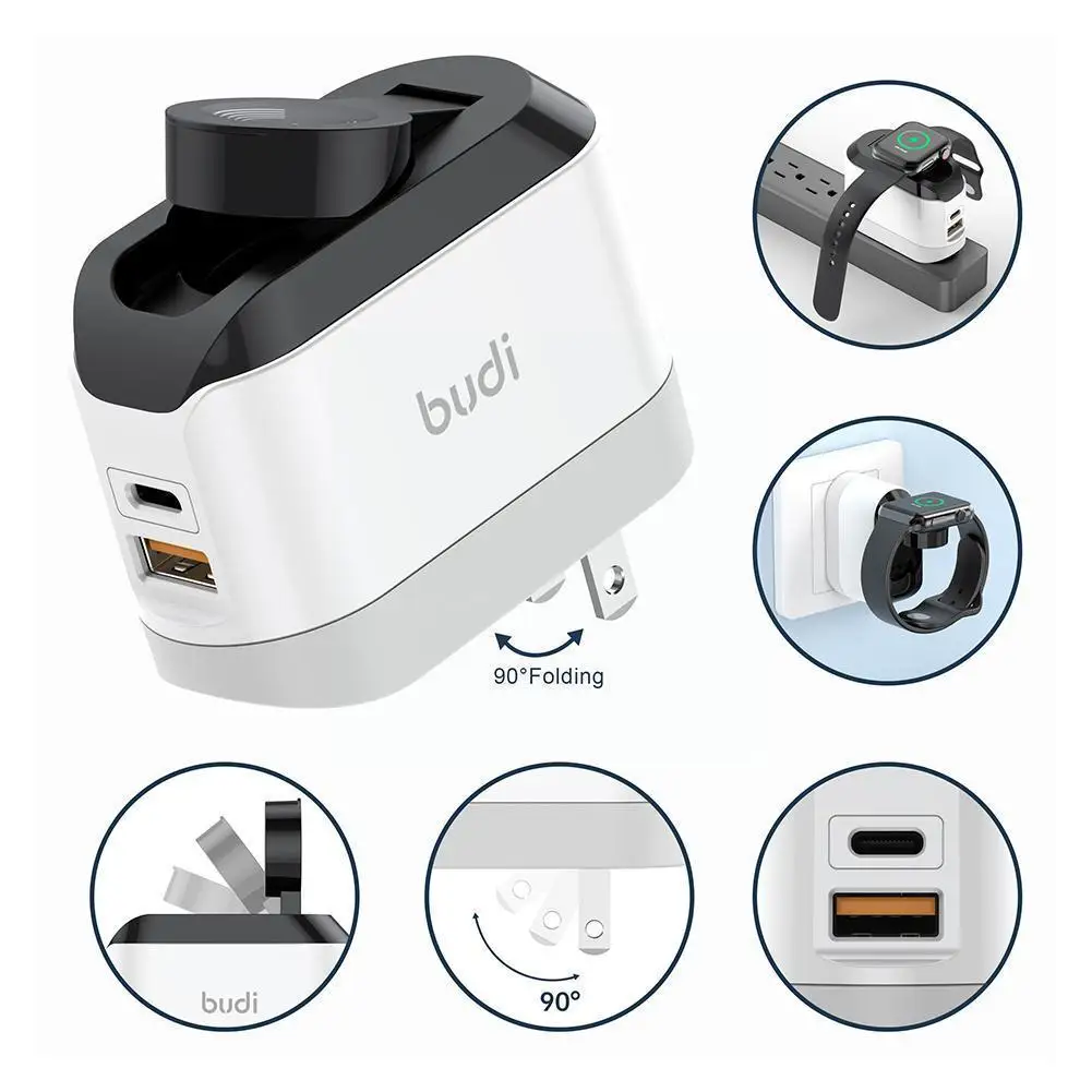

Budi Multifunctional Travel Plug 90°folding Portable Charger J6k3