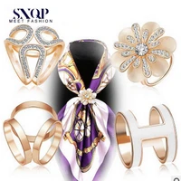 breastpin scarf buckle three ring cartoon pearl brooch camellia corsage diamond studded pin crystal shawl buckle women