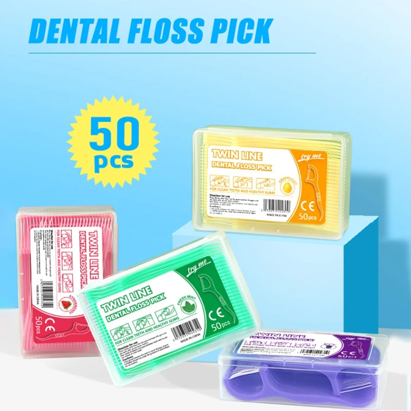 

50psbox красочные фруктовые аромат зубной нить чистка зуба