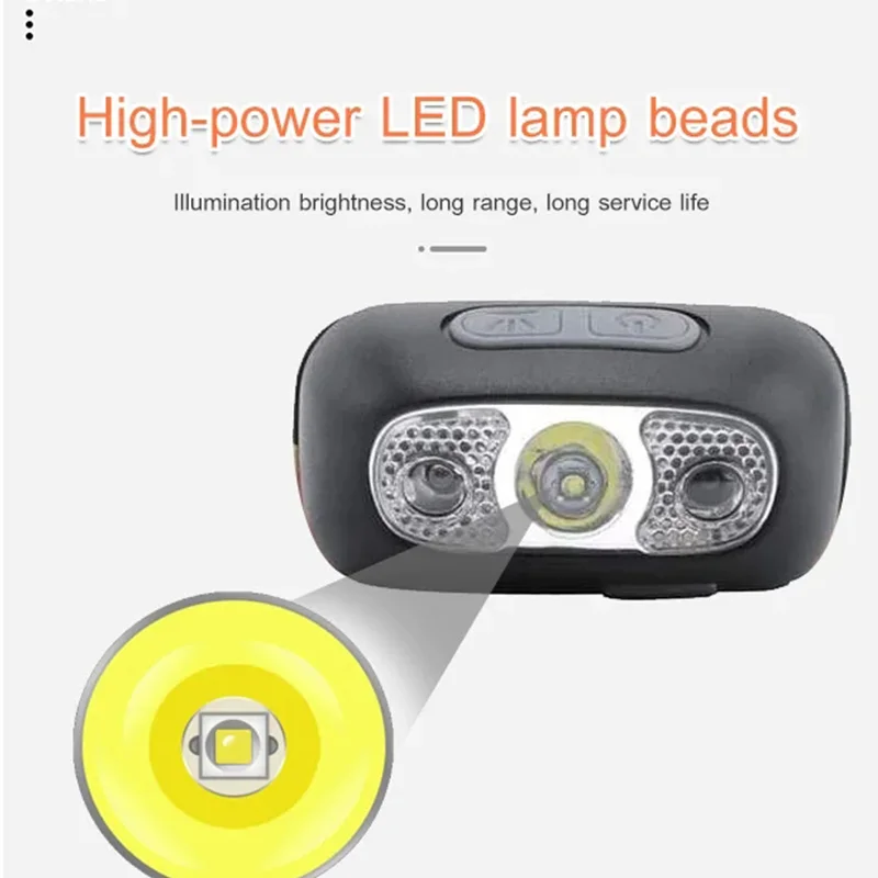 2pcs Gesture control headlight LED waterproof usb rechargeable bright head-mounted flashlight 각도 조절 가능한 조명등 야간 낚시 자동차 수리 캠핑 등산 images - 5